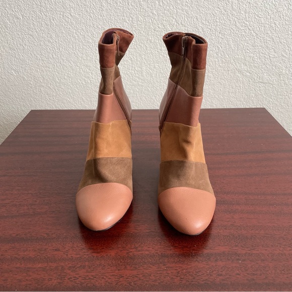 NWOT Poetic License Tan Brown Multicolor Patchwork Leather Boots